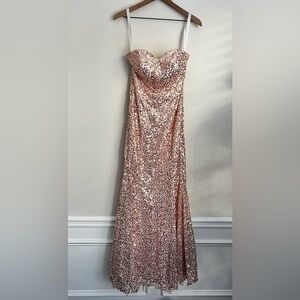 Azazie pink Sequin maxi Dress Estrella mermaid 6